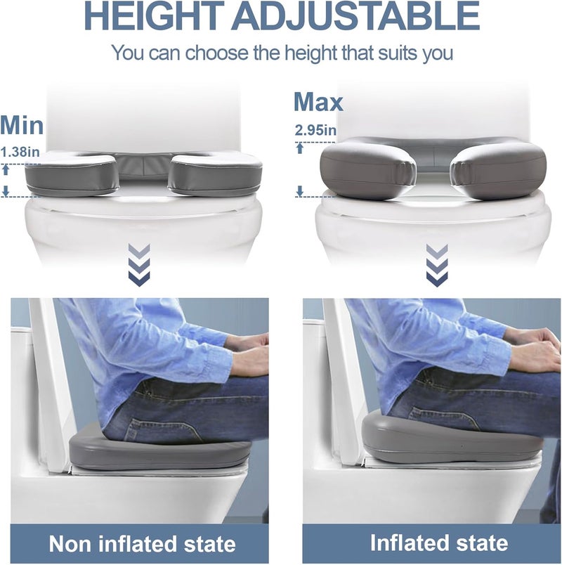 Nevife Raised Toilet Seat Cushion-Inflatable & High-Density Foam Toilet Seat Riser for Elderly,Seniors,Pregnant & Post-Surgery,Portable Commode Booster ，Easy to Clean. 220lb (14.9" x 13.46" x 2.95") - Image 2